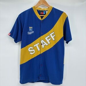 Kansas City Royals Baseball Vintage Staff Button Up Shirt Top Medium